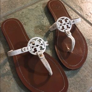 Tory Burch White Mini Miller Sandal, Size 7